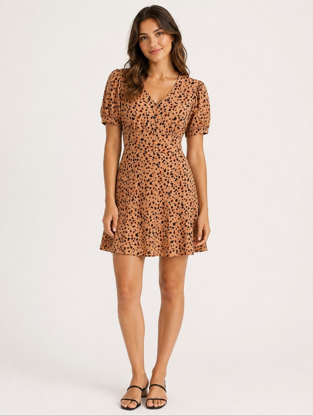 Vintage Rouje Paris Leopard Print Viscose Mini Dress Size 40 (US 6/8)